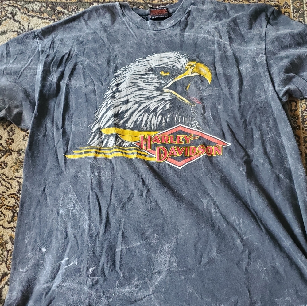Vintage Harley Davidson T shirt Size Extra Large Cotton Shirt Grey Eagle